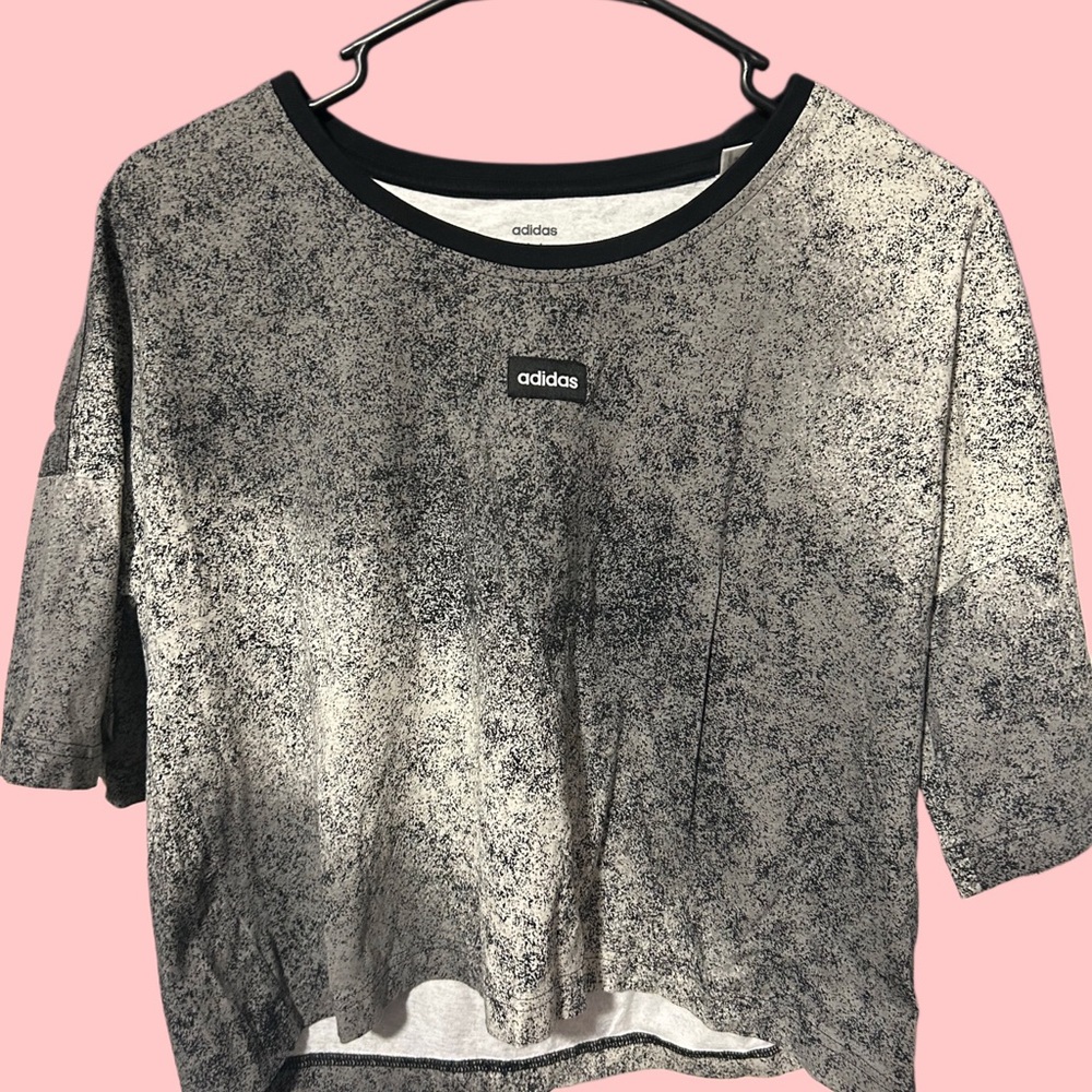 adidas Black & White Speckle Crop Top